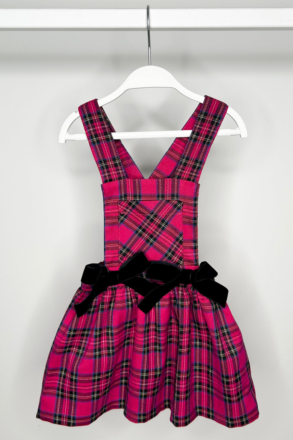 Phi "Giovanna" Hot Pink Tartan Pinafore Dress | Millie and John