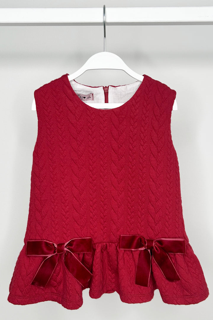 "Priscilla" Red Cable Knit Drop Waist Dress