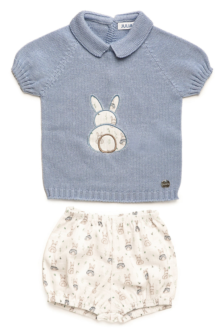 "Taylor" Sky Blue Knit Bunny Top & Jam Pants