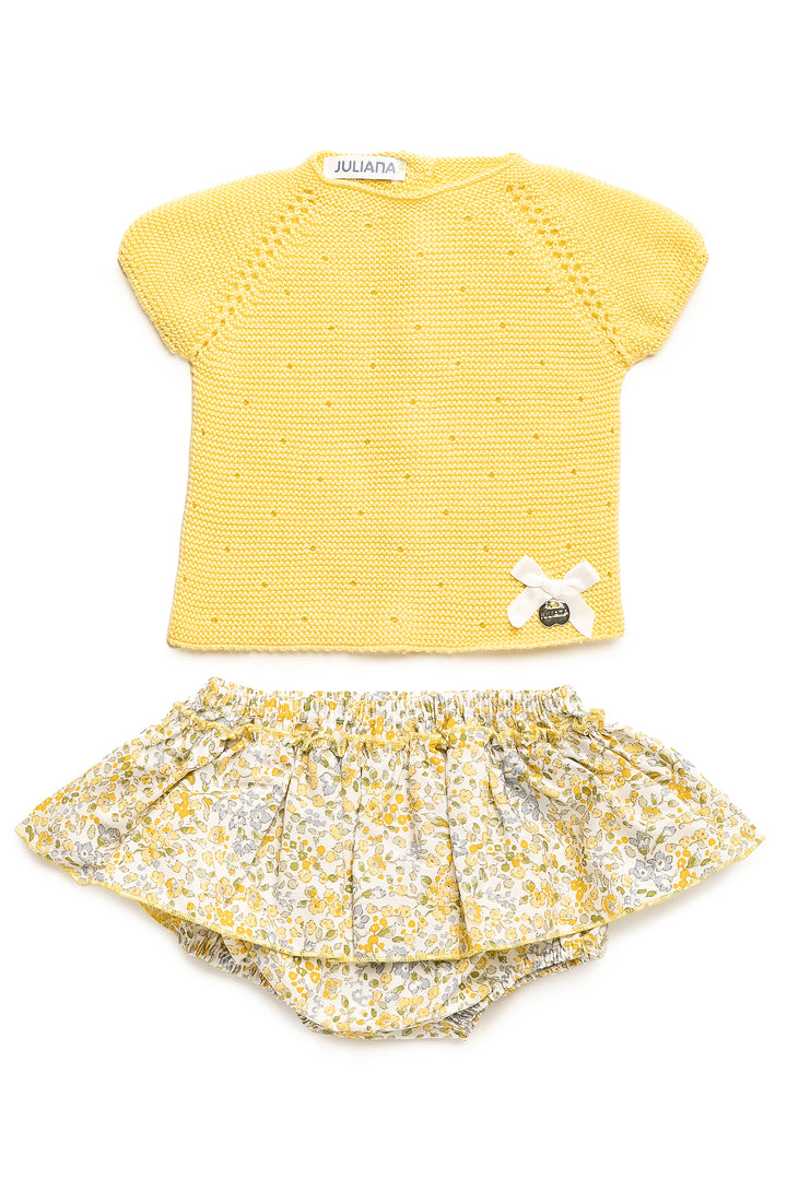 "Addie" Lemon Knit Top & Floral Skort