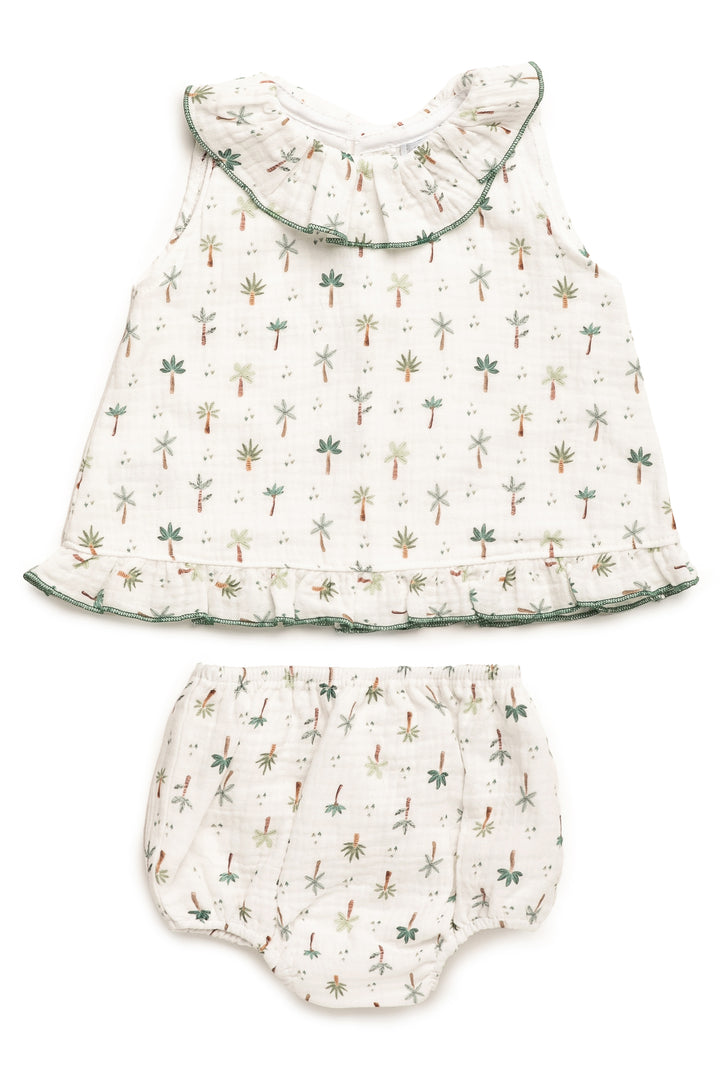 "Etta" Leaf Green Palm Tree Dress & Bloomers