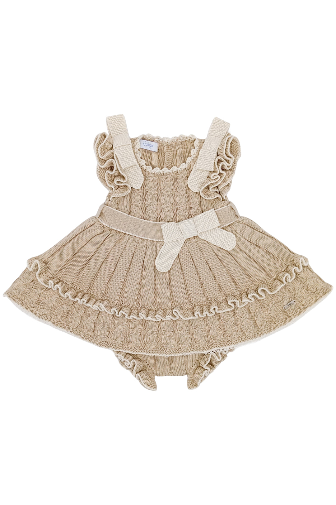 "Bea" Camel & Cream Cable Knit Dress & Bloomers