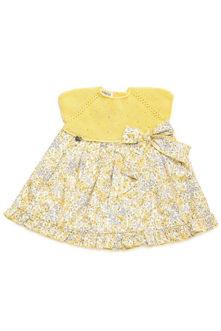 "Junie" Lemon Half Knit Floral Dress