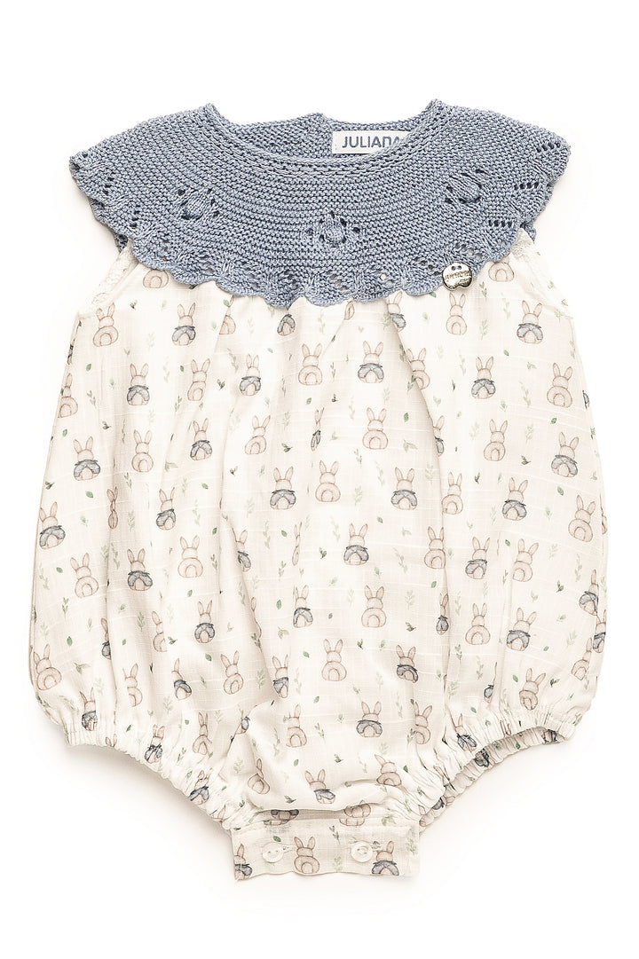 "Chase" Sky Blue Half Knit Bunny Shortie