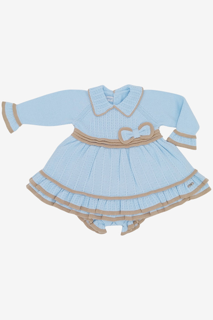 "Amelia" Baby Blue & Camel Knitted Dress & Bloomers
