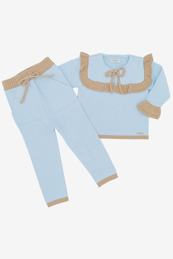 "Florence" Baby Blue & Camel Knitted Tracksuit