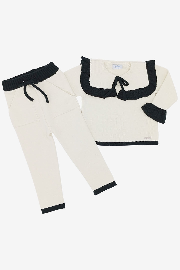 "Florence" Ivory & Black Knitted Tracksuit