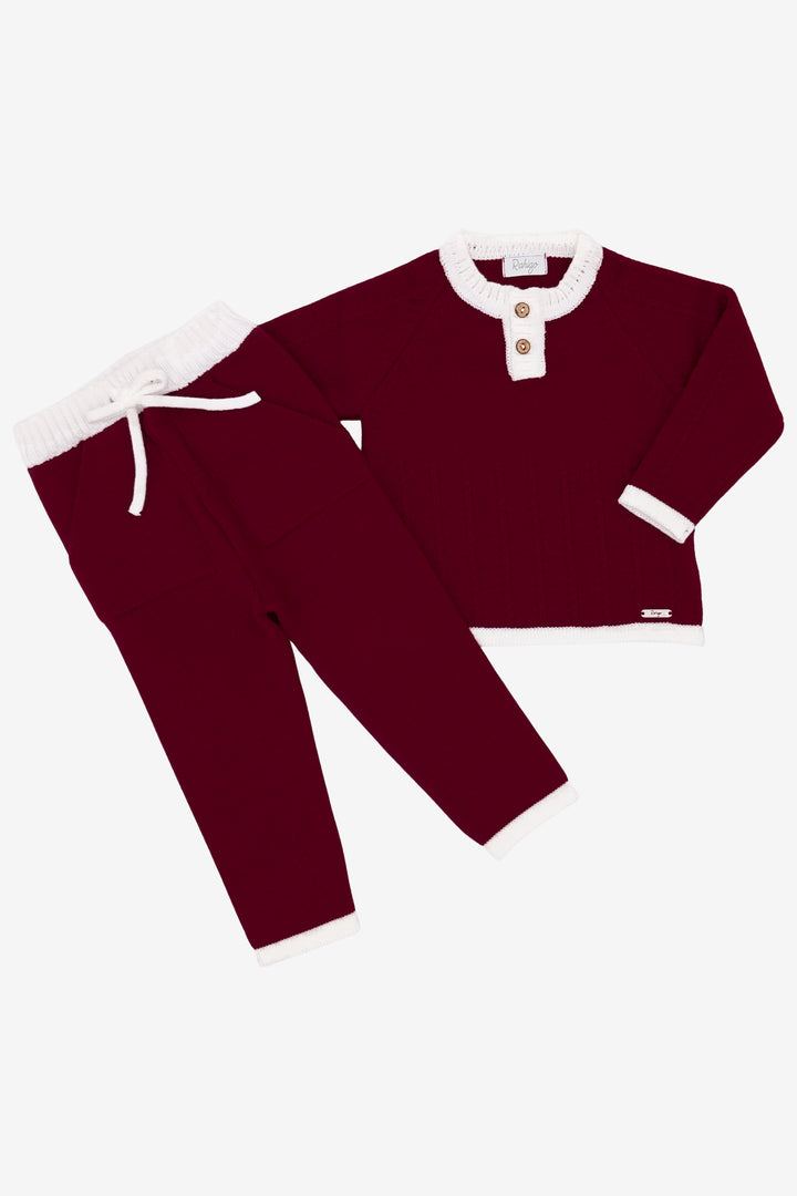 Rahigo "William" Burgundy & White Knitted Tracksuit | Millie and John