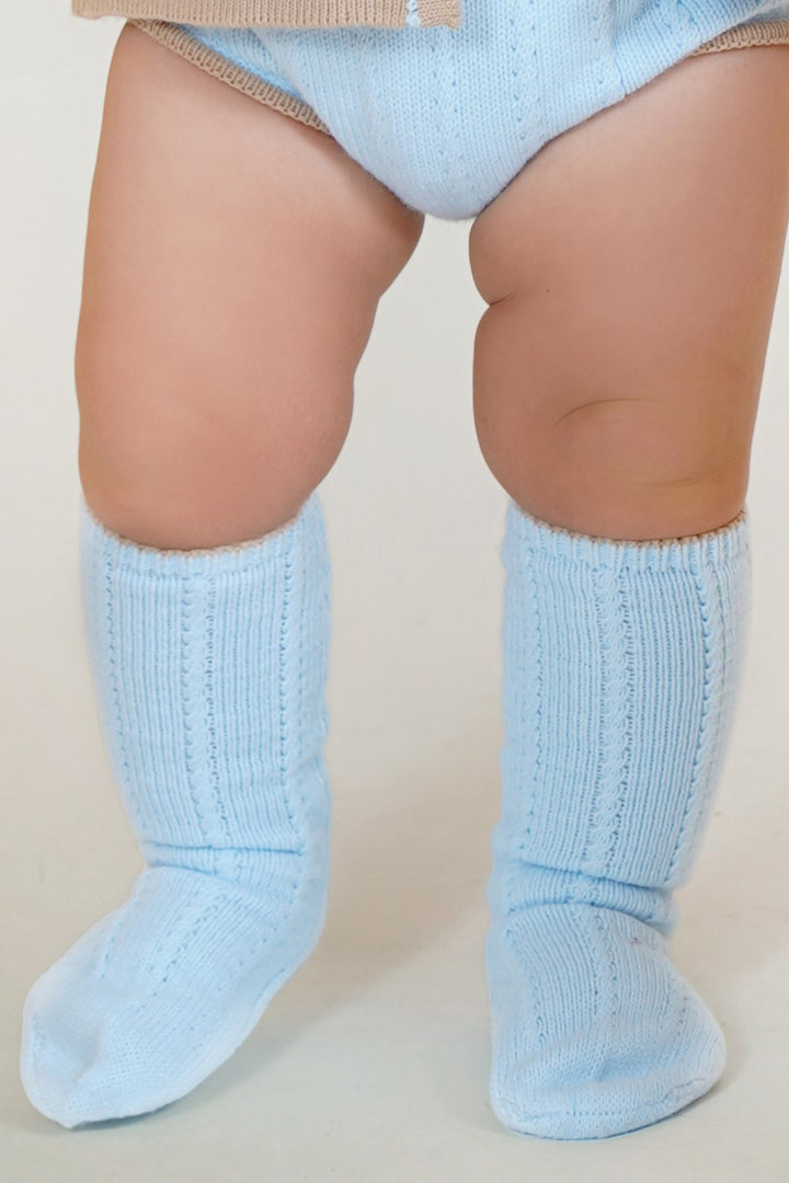 Baby Blue & Camel Knee-High Socks