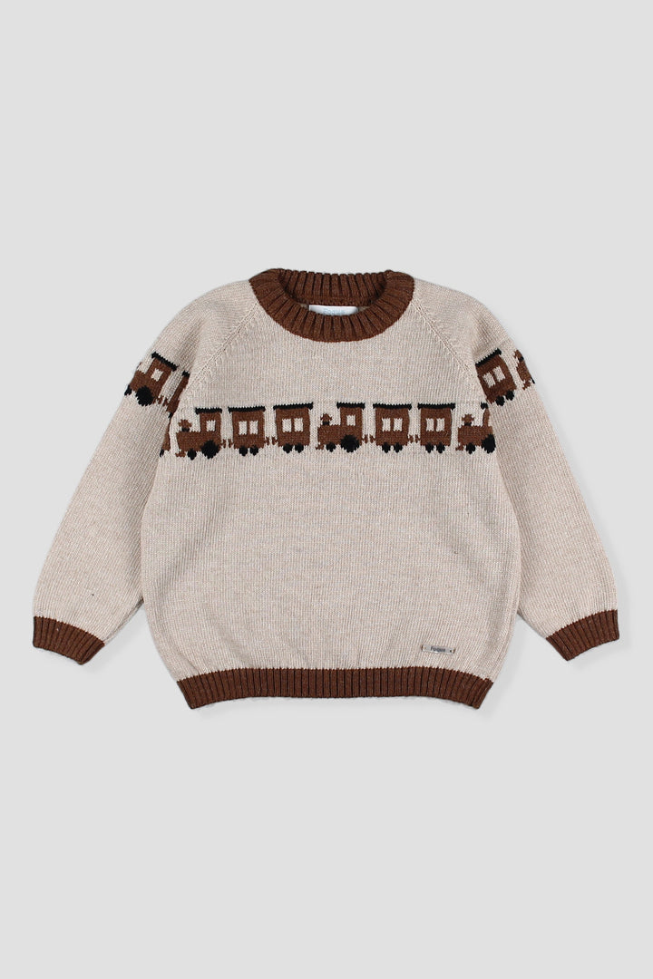 "Tobias" Stone Knitted Train Jumper