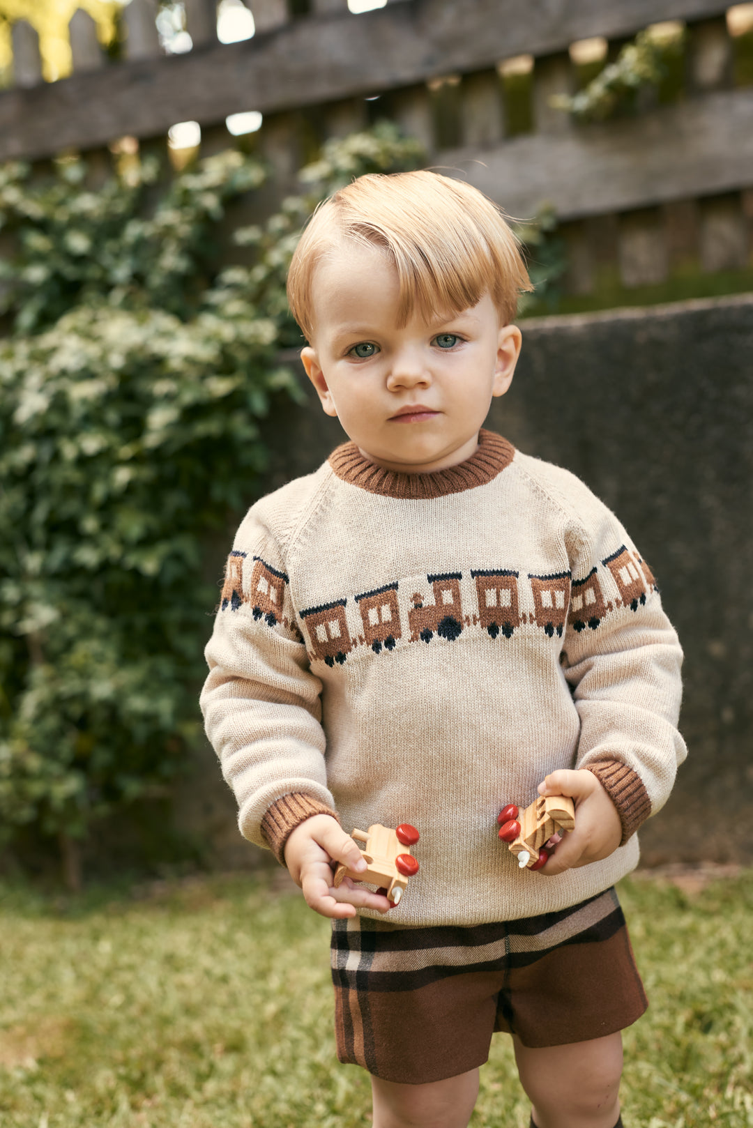 "Tobias" Stone Knitted Train Jumper