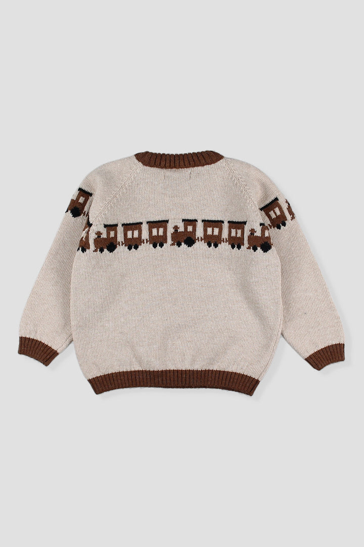 "Tobias" Stone Knitted Train Jumper