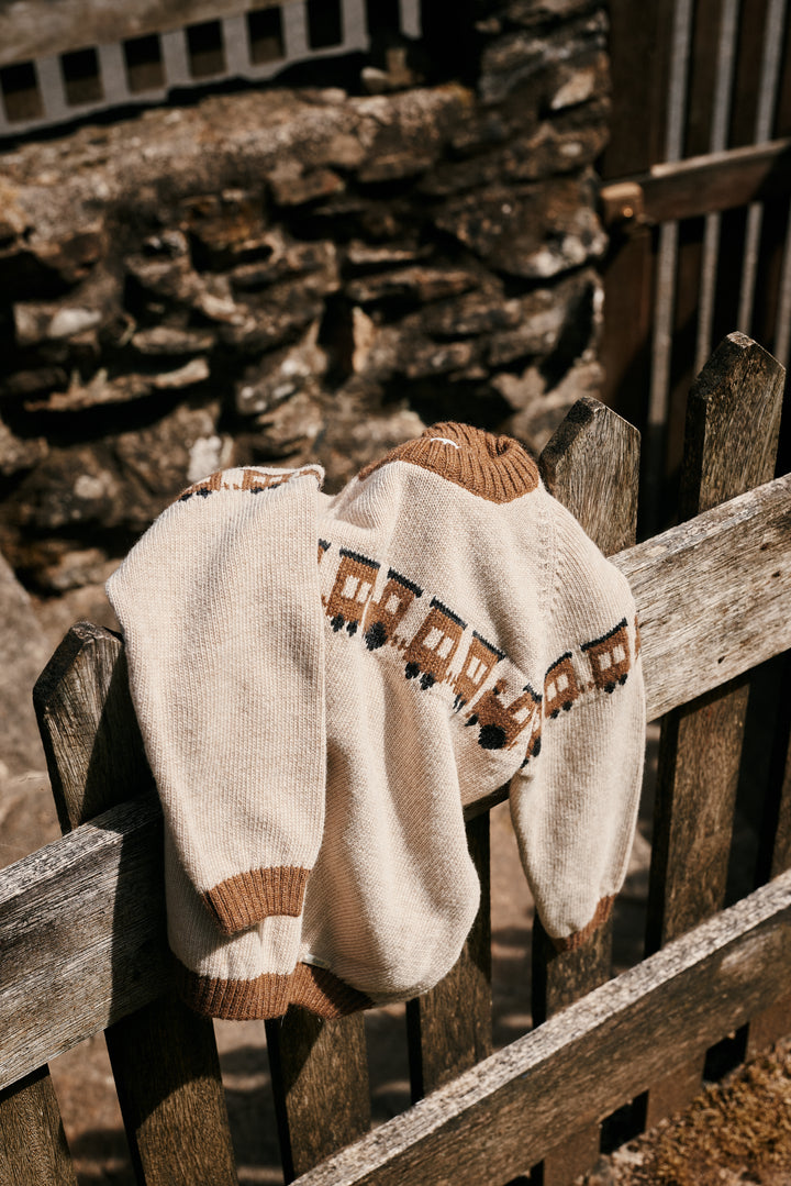 "Tobias" Stone Knitted Train Jumper