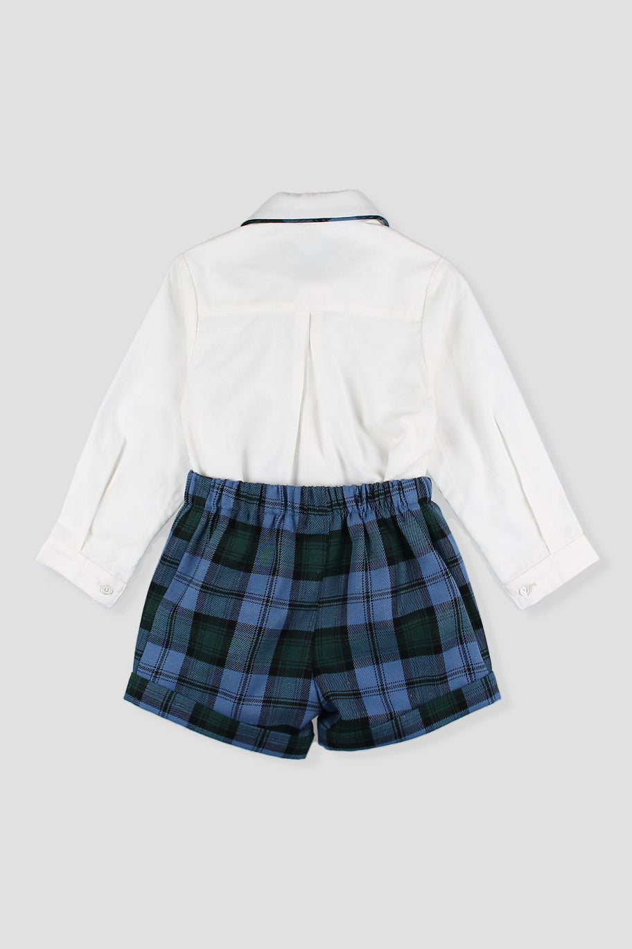 PREORDER "Frederick" Cornflower Blue Tartan Shirt &amp; Shorts