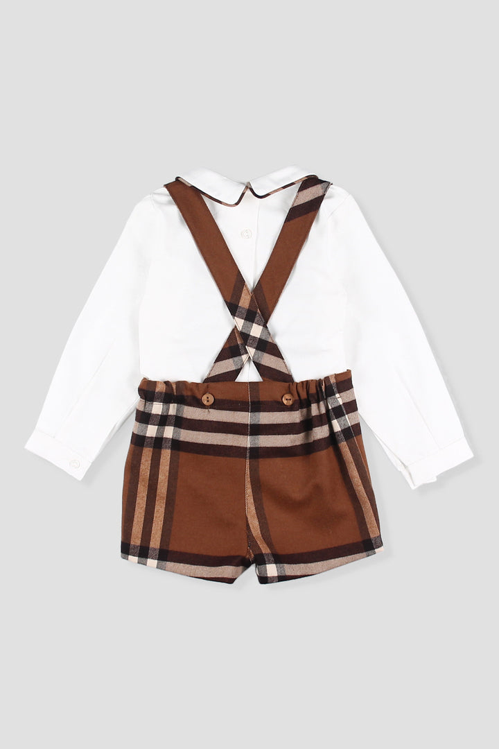 "Timmy" Chocolate Brown Tartan Shirt &amp; Shorts