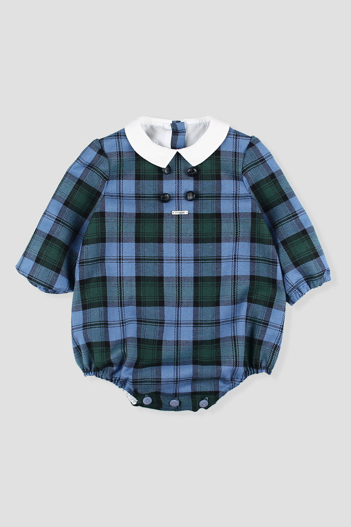 "Sebastian" Cornflower Blue Tartan Romper