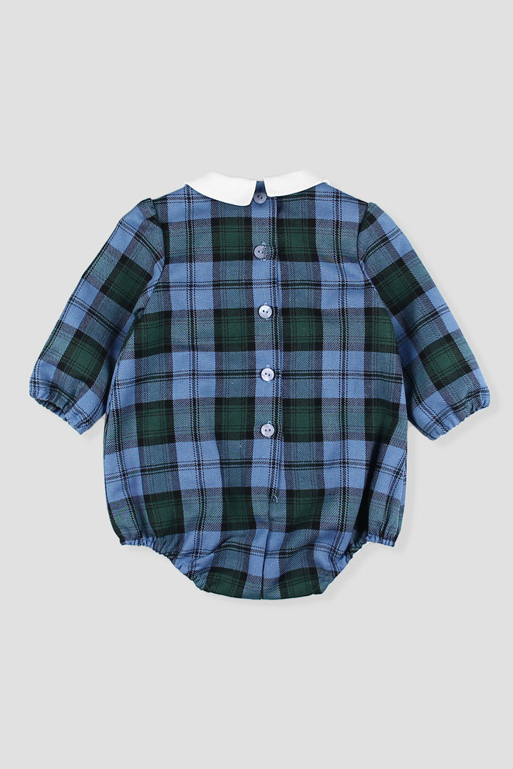 "Sebastian" Cornflower Blue Tartan Romper