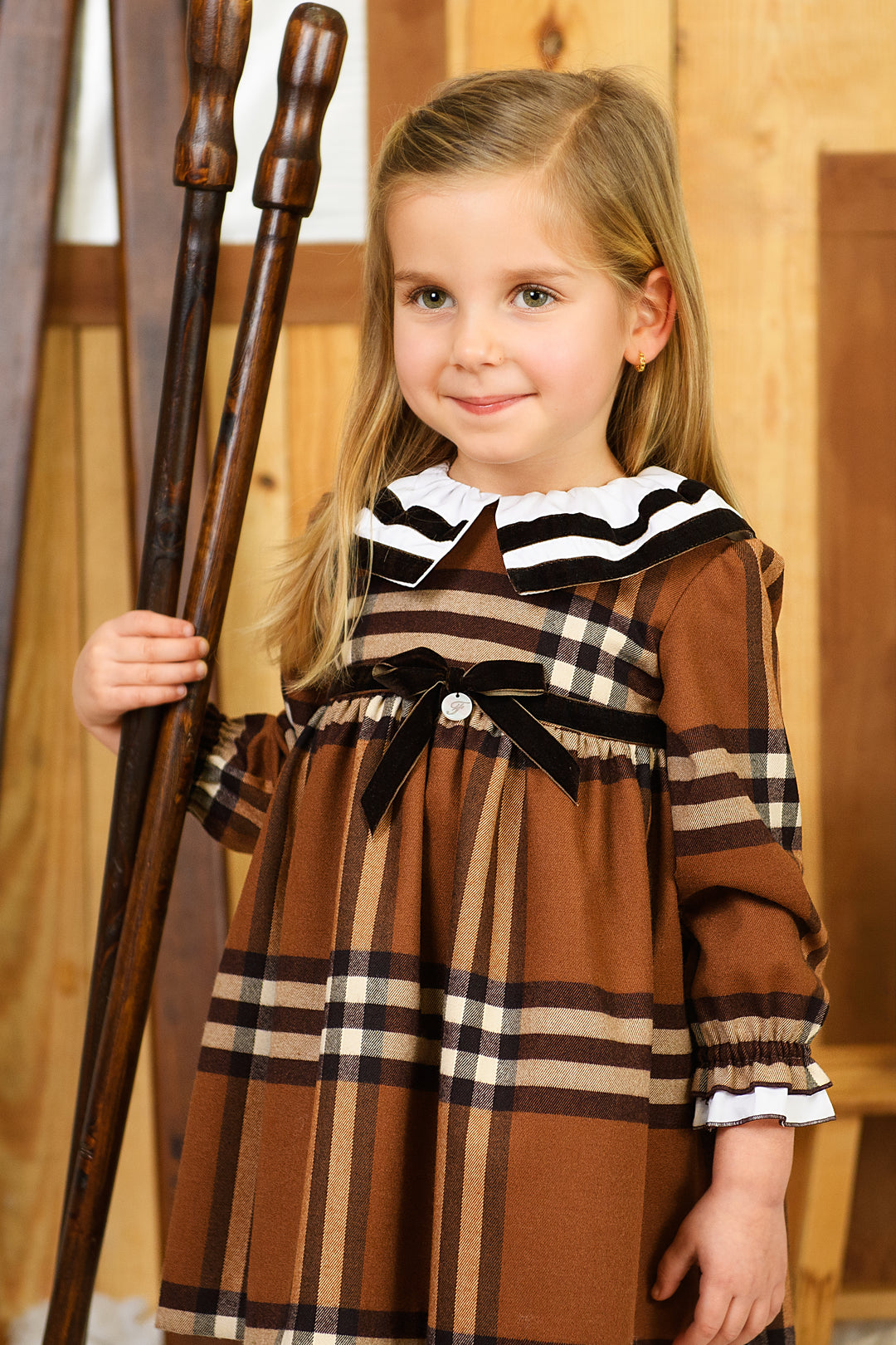 PREORDER "Vivienne" Chocolate Brown Tartan Dress