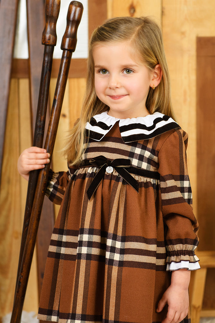 PREORDER "Vivienne" Chocolate Brown Tartan Dress