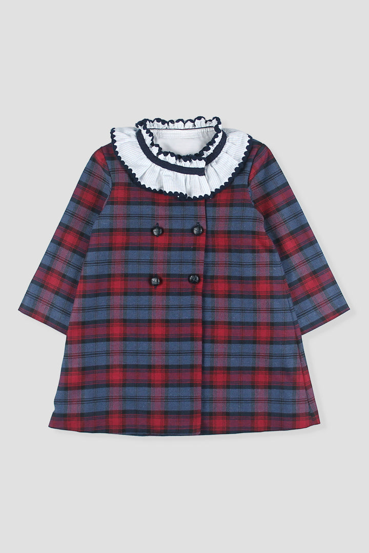 "Margot" Navy &amp; Burgundy Tartan Dress