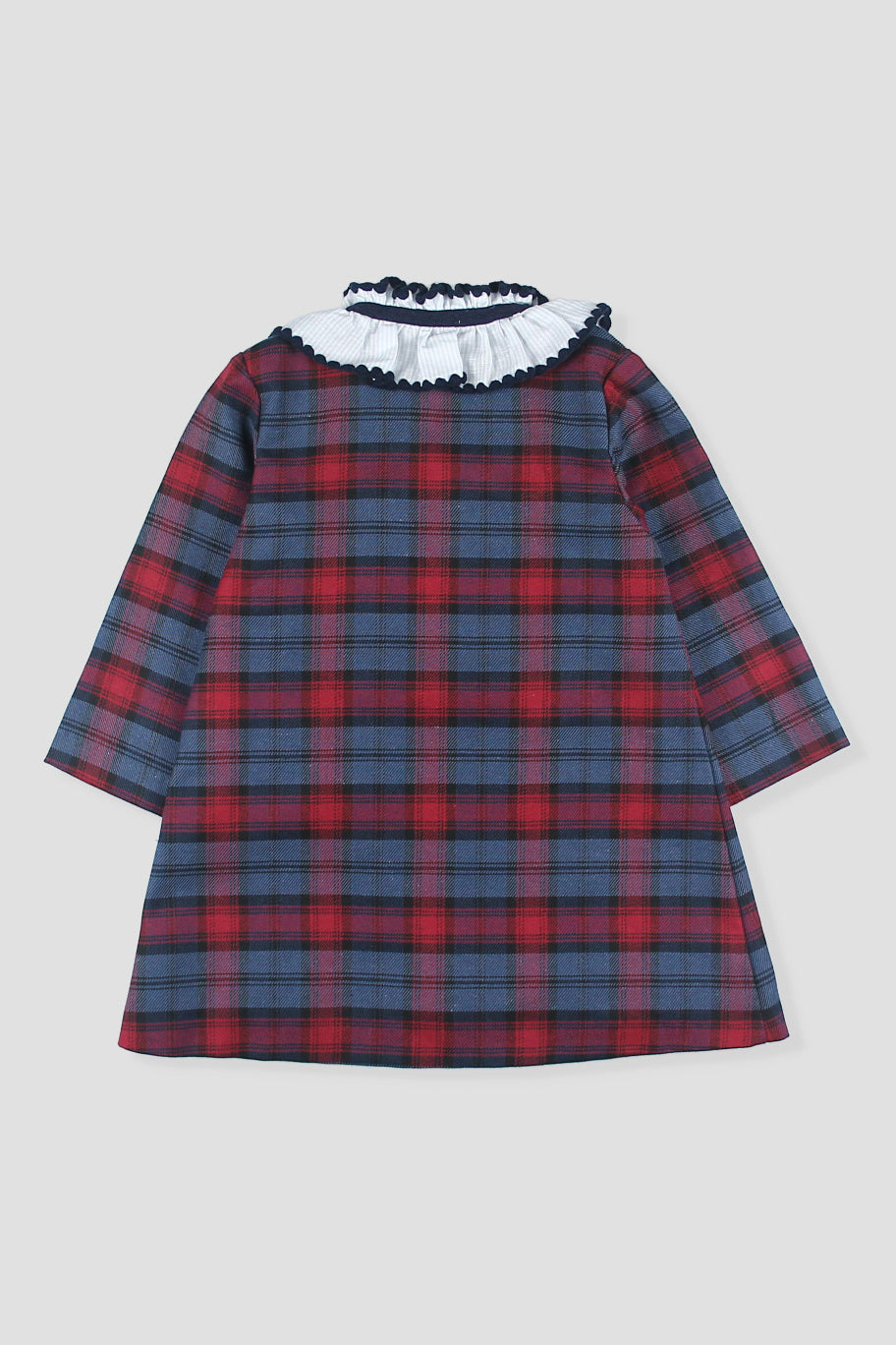 "Margot" Navy &amp; Burgundy Tartan Dress