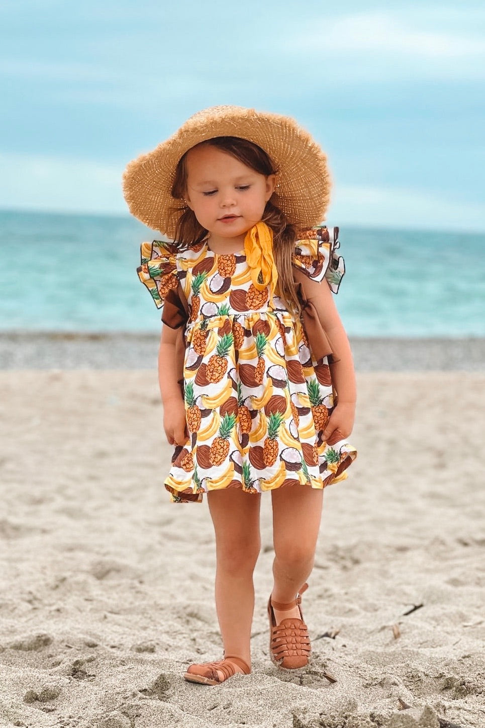 Nini "Idalia" Yellow Fruit Print Dress & Bloomers | Millie and John