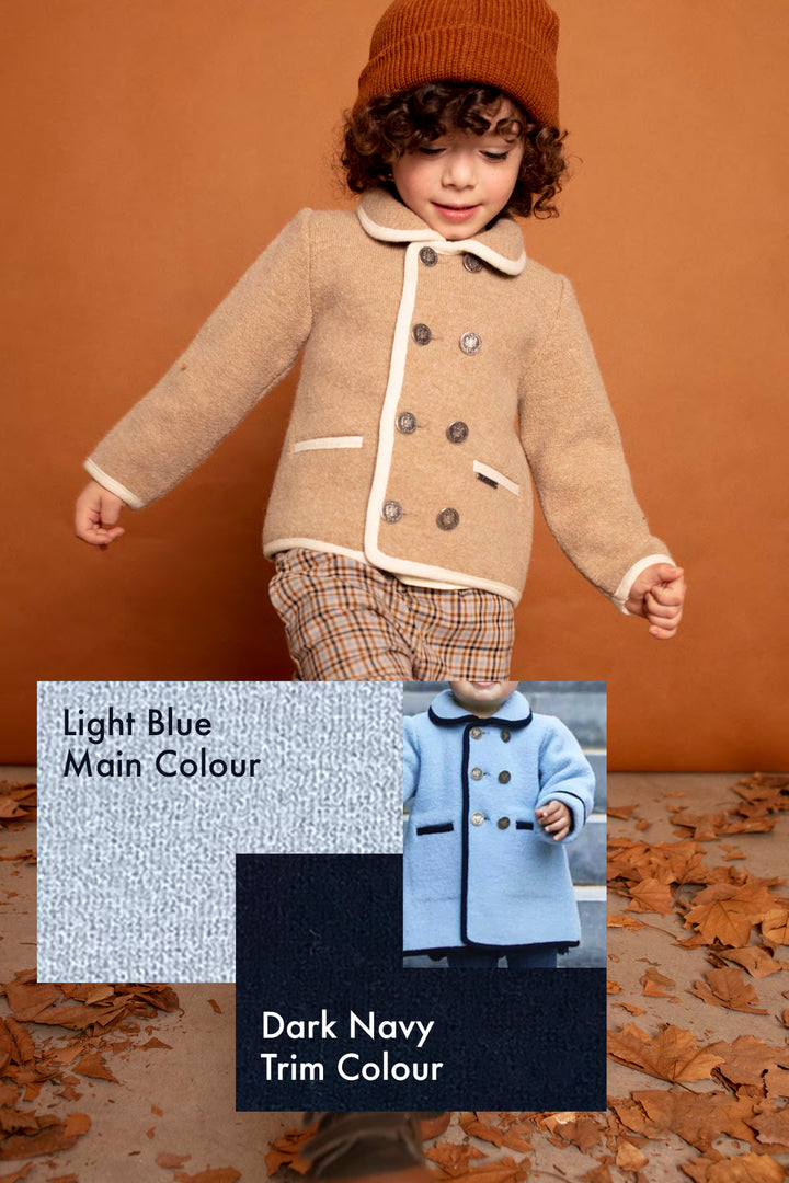 MARAE Kids PREORDER "Charles" Light Blue & Navy Merino Wool Jacket | Millie and John