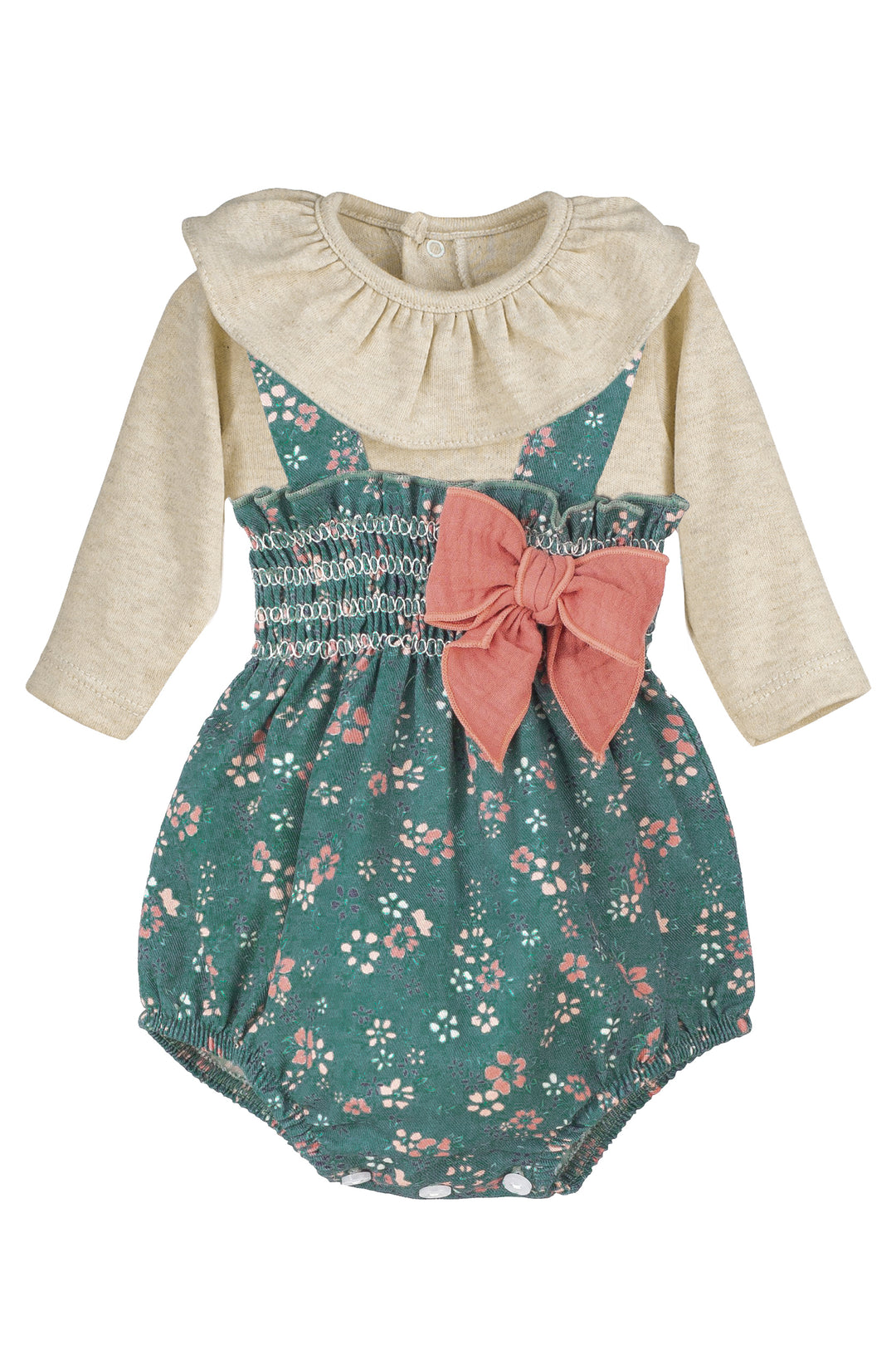 Calamaro "Nell" Sand Bodysuit & Teal Floral Shortie | Millie and John