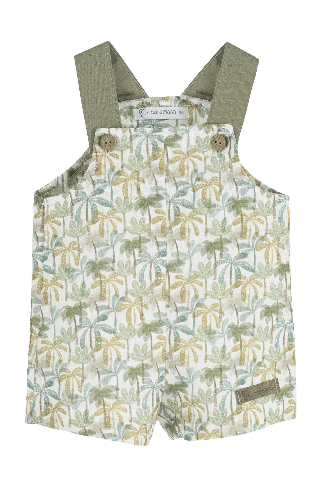 "Elliott" Olive Green Palm Tree Dungarees