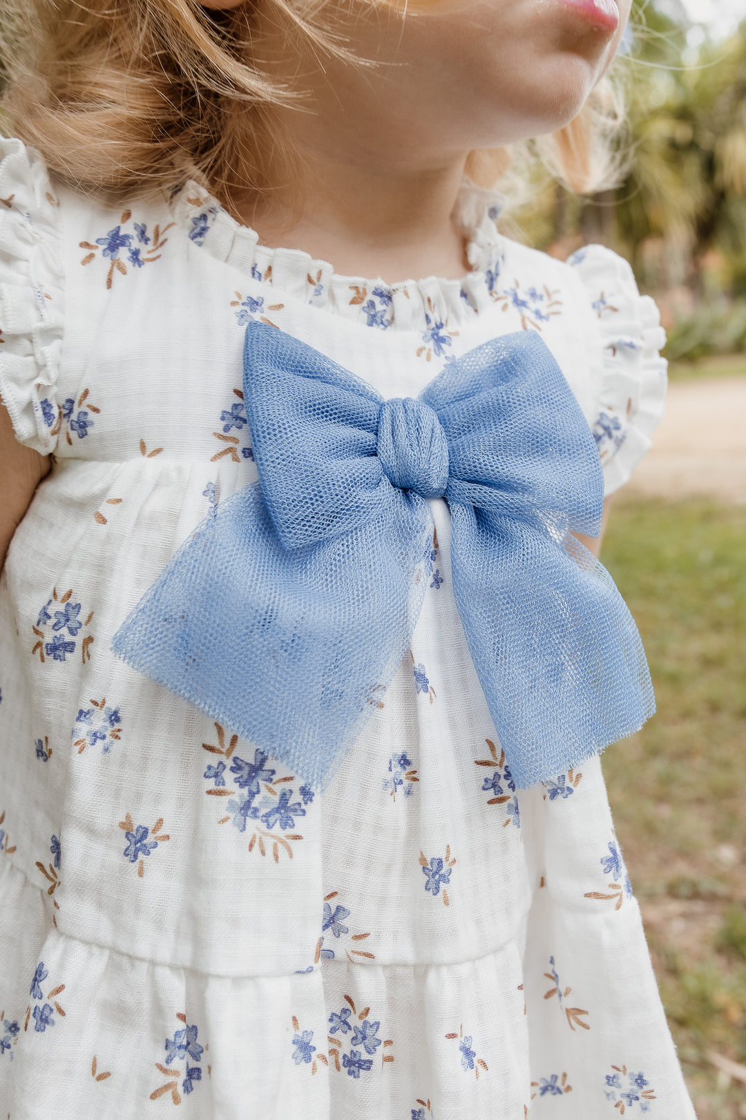 "Violet" Sky Blue Floral A-Line Dress & Bloomers