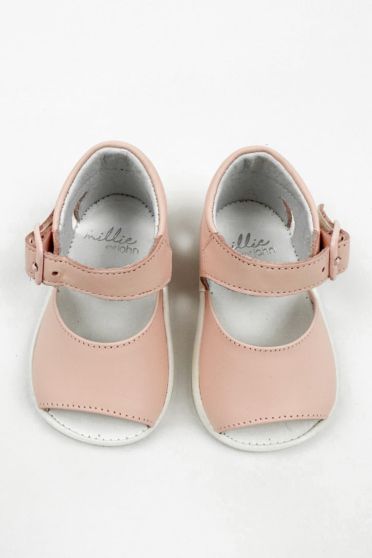 León Shoes X M&J "Sierra" Pink Leather Sandals | Millie and John