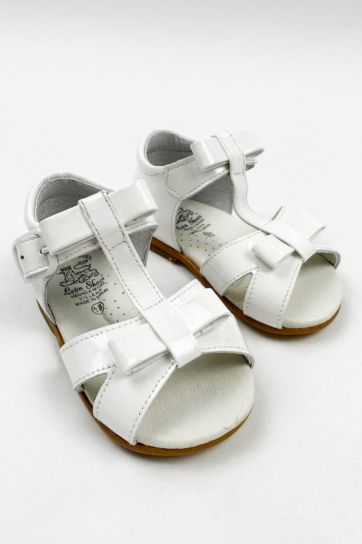 León Shoes X M&J "Gabriela" White Patent Leather Sandals (UK 2-8.5) | Millie and John