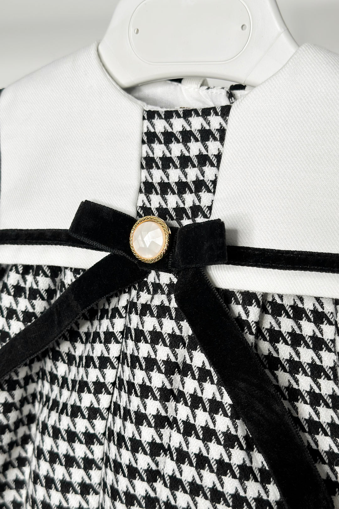 "Nyla" Black & White Houndstooth Sailor Romper