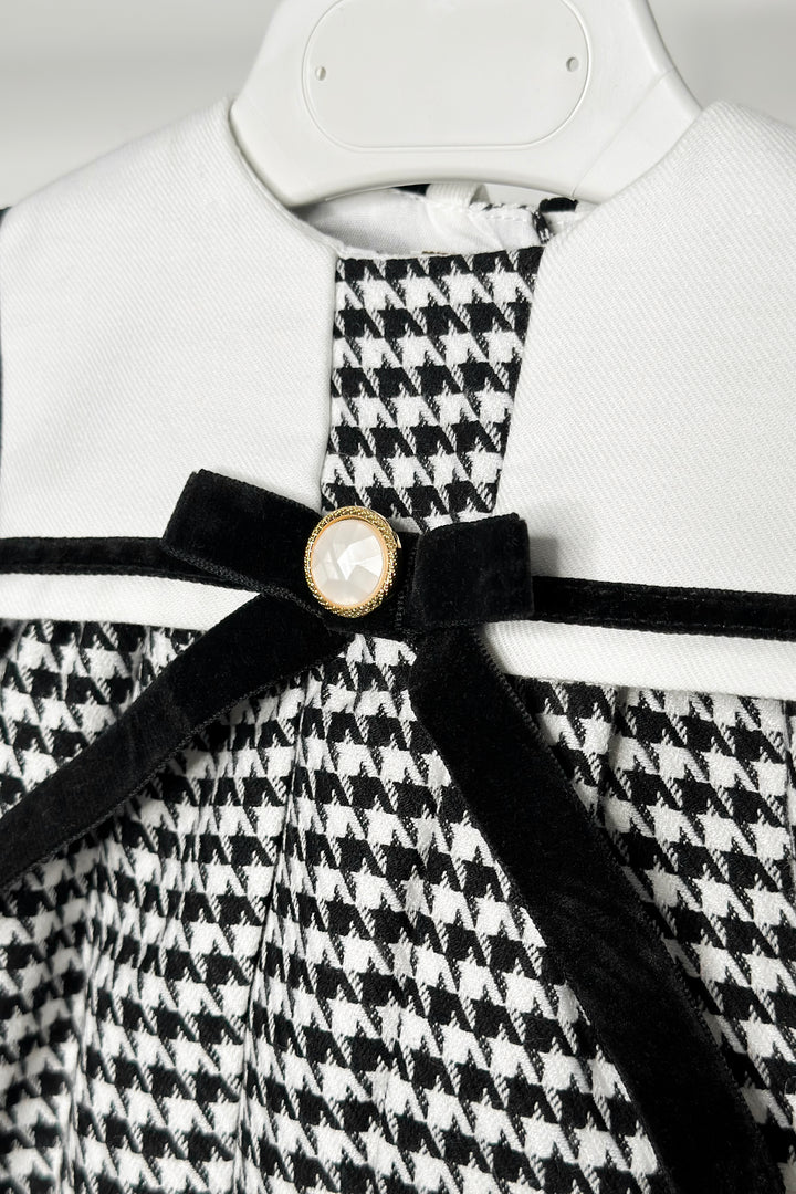 "Nyla" Black & White Houndstooth Sailor Romper