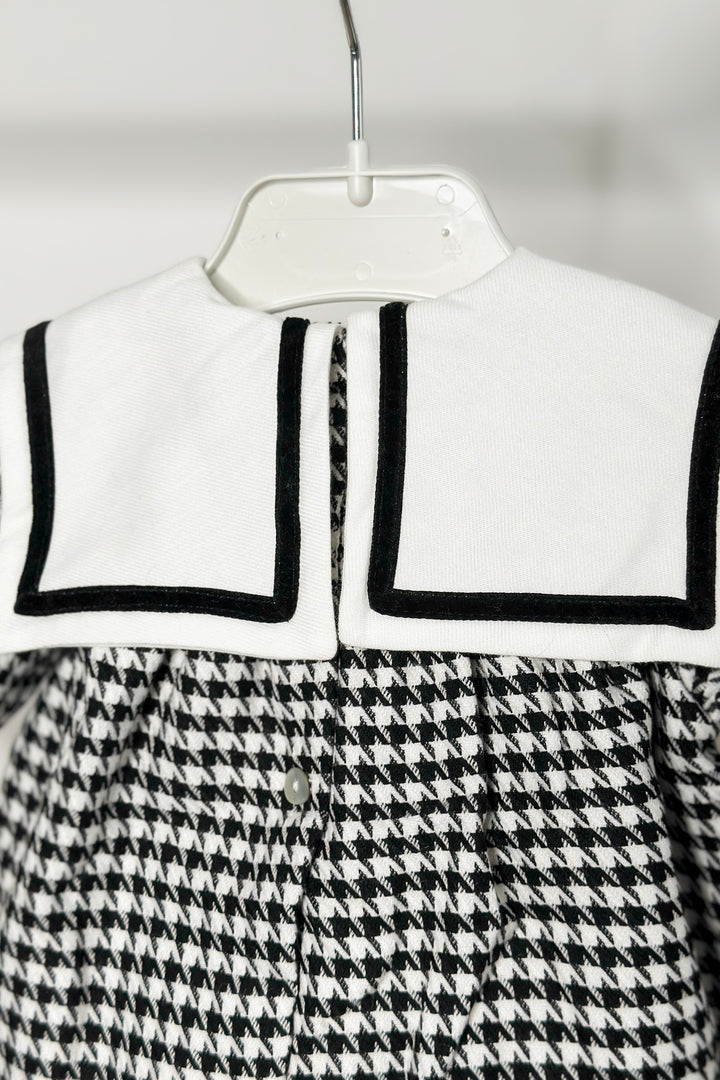 "Nyla" Black & White Houndstooth Sailor Romper