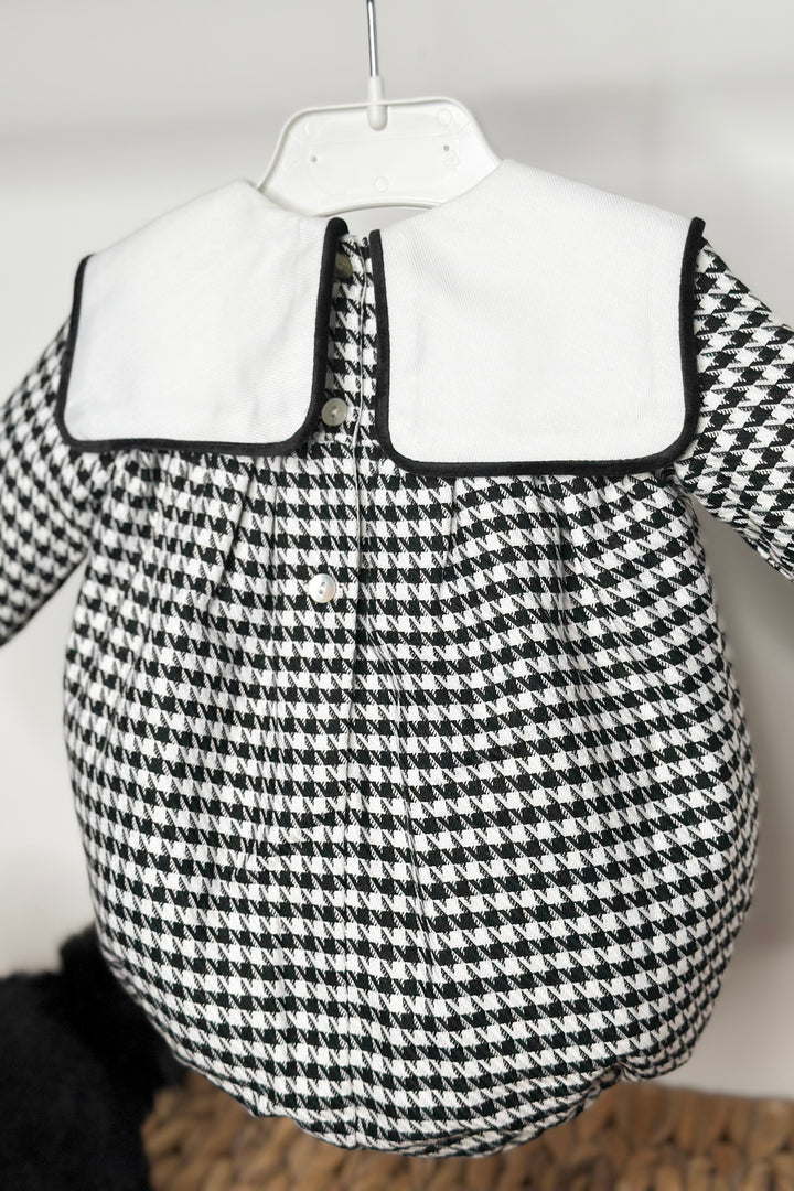 "Micah" Black & White Houndstooth Sailor Romper