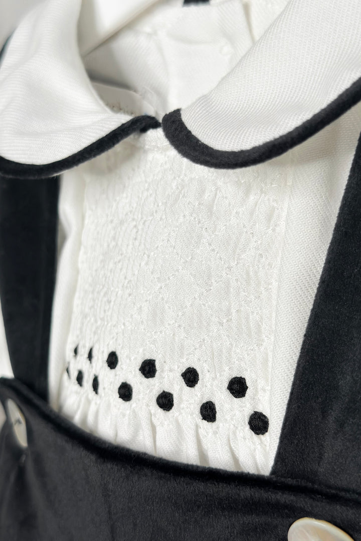 "Mylo" Black Velvet Smocked Shirt & Jam Pants