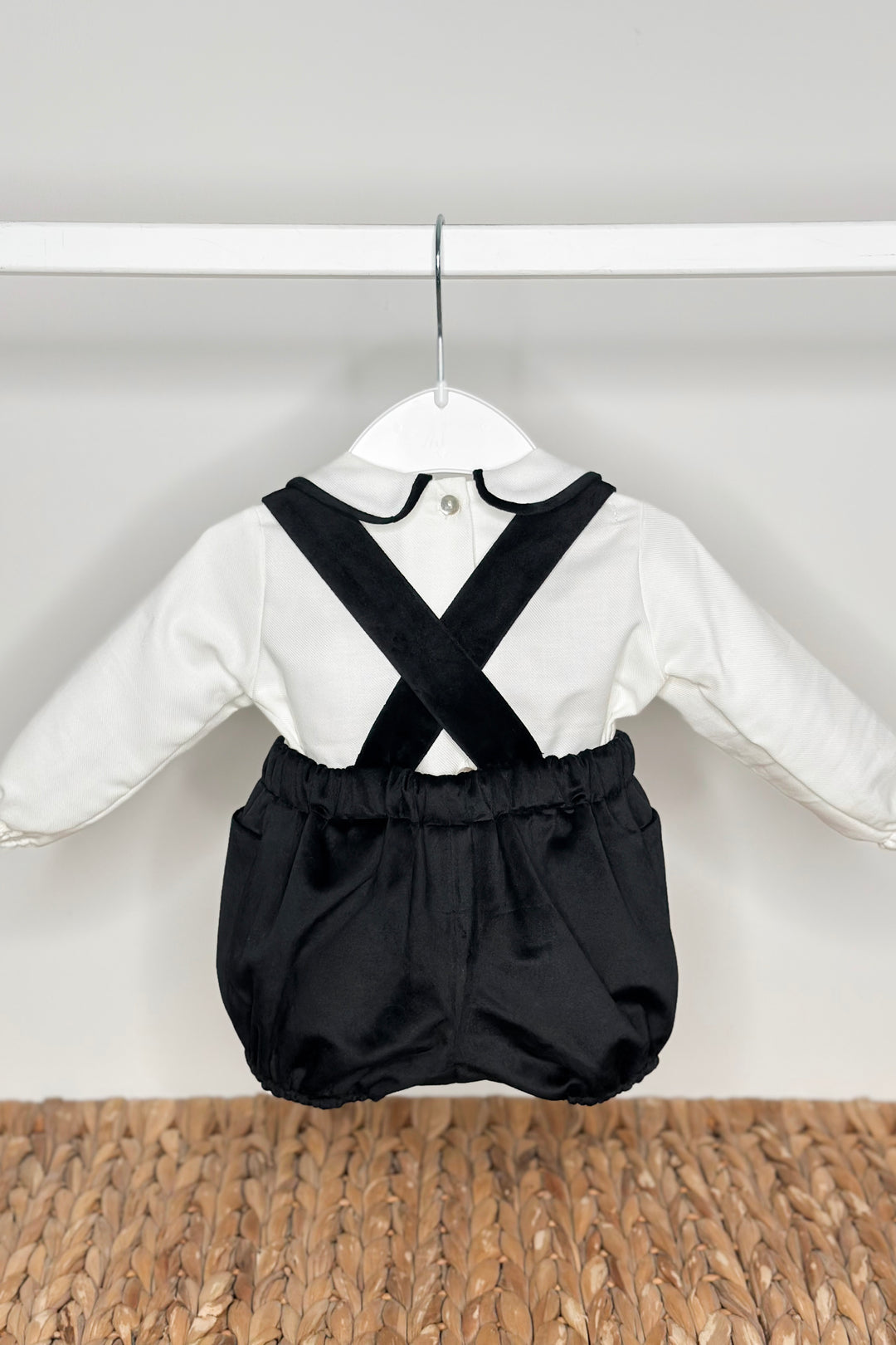 "Mylo" Black Velvet Smocked Shirt & Jam Pants