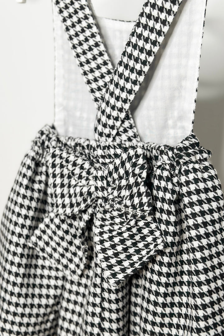 "Evelina" Black & White Houndstooth Pinafore Dress