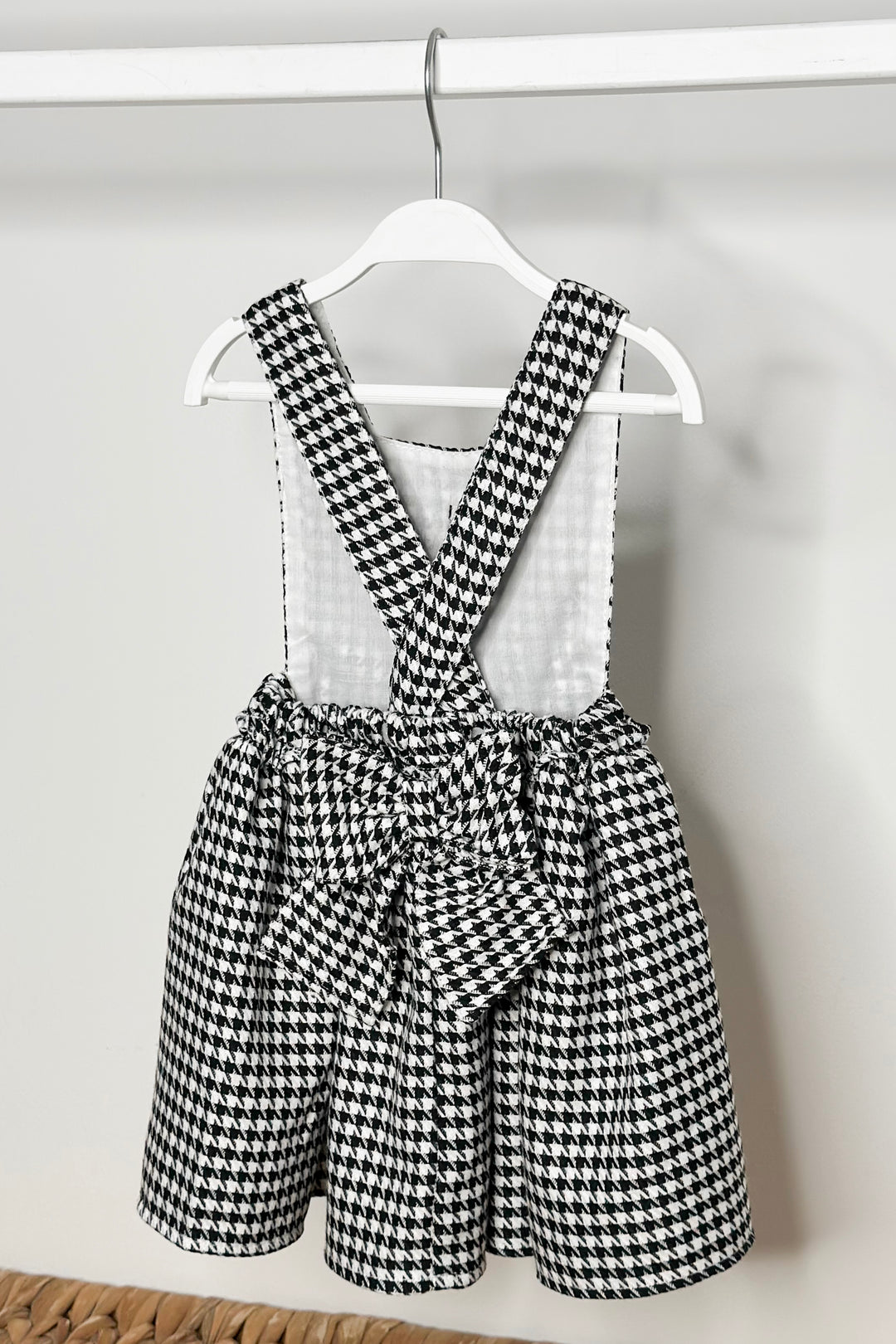 "Evelina" Black & White Houndstooth Pinafore Dress