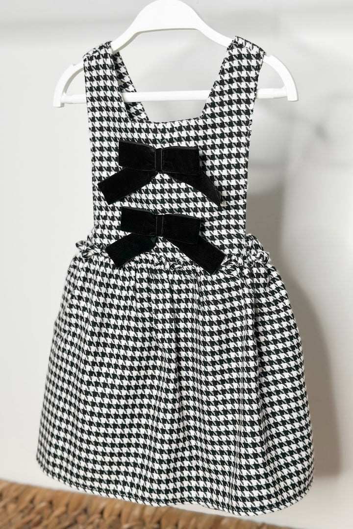 "Evelina" Black & White Houndstooth Pinafore Dress