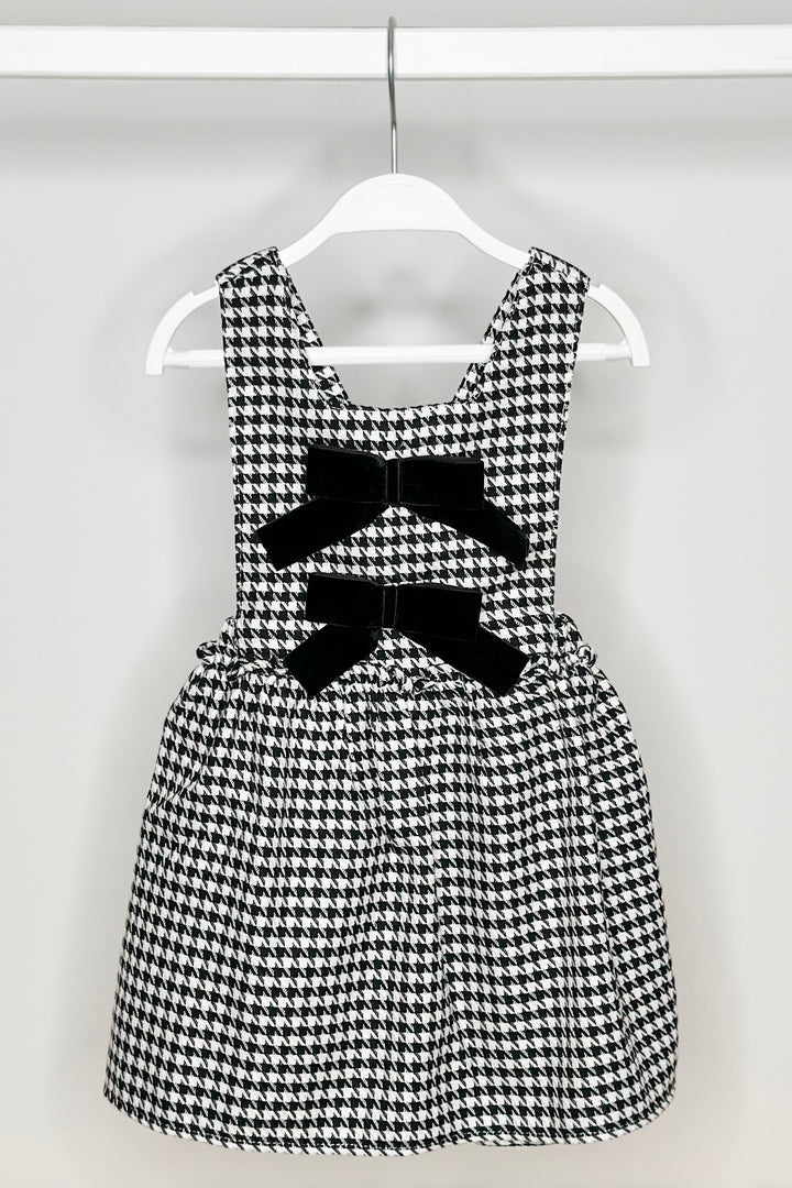 "Evelina" Black & White Houndstooth Pinafore Dress