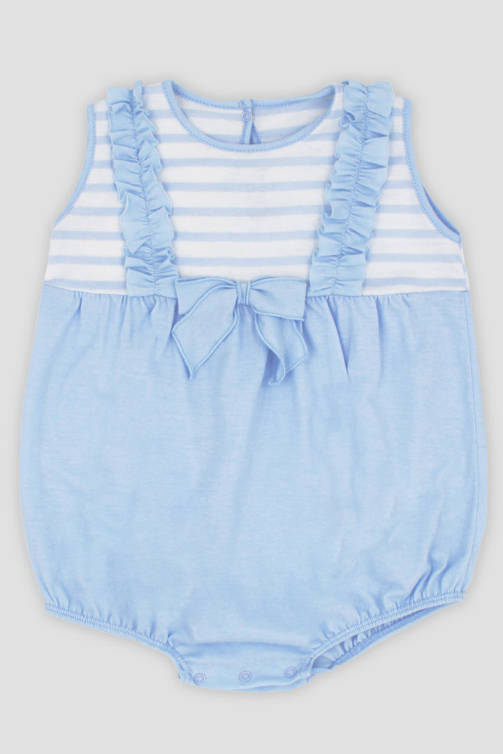 "Janie" Baby Blue Striped Romper