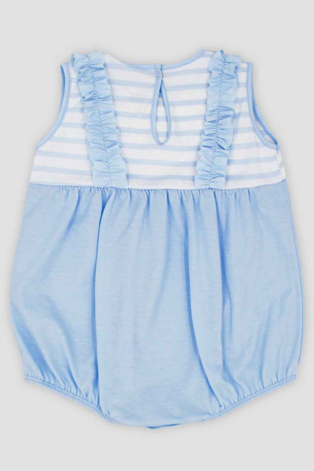 "Janie" Baby Blue Striped Romper