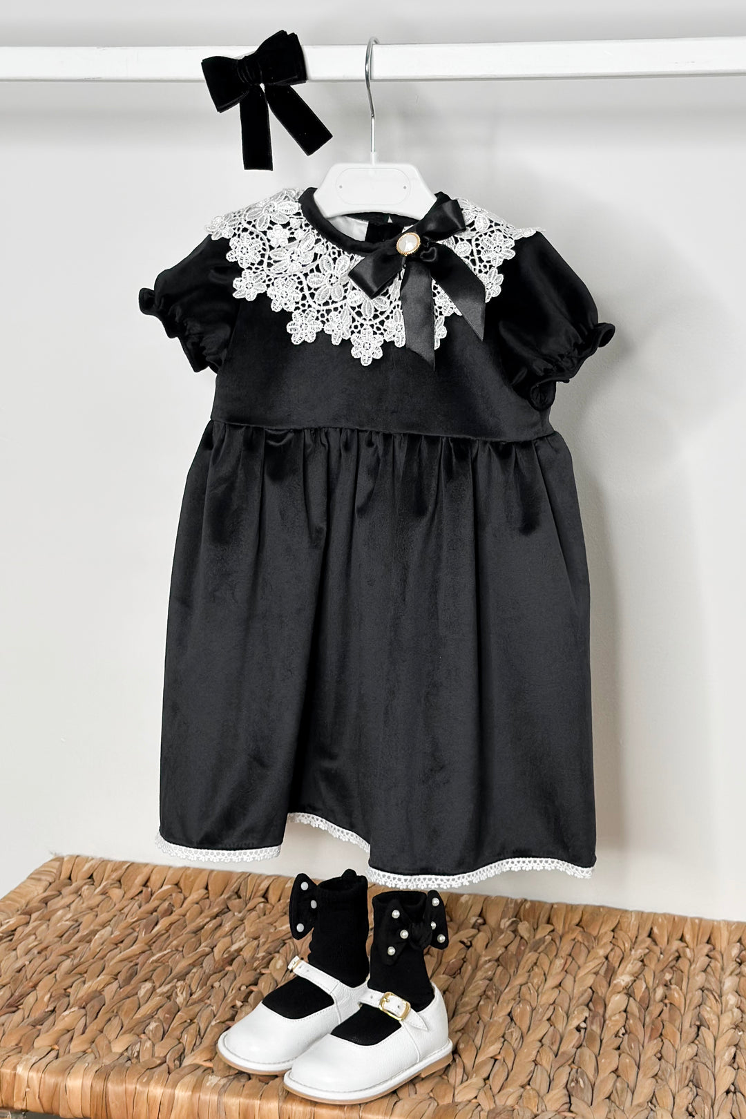 "Sabrina" Black Velvet Lace Dress