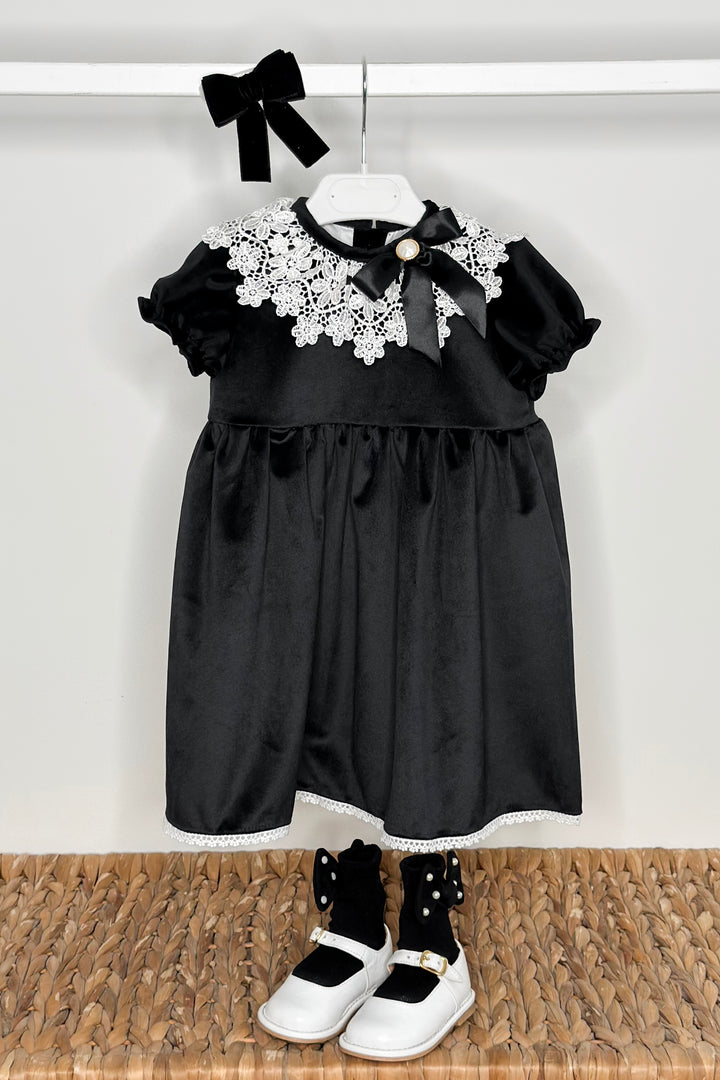"Sabrina" Black Velvet Lace Dress