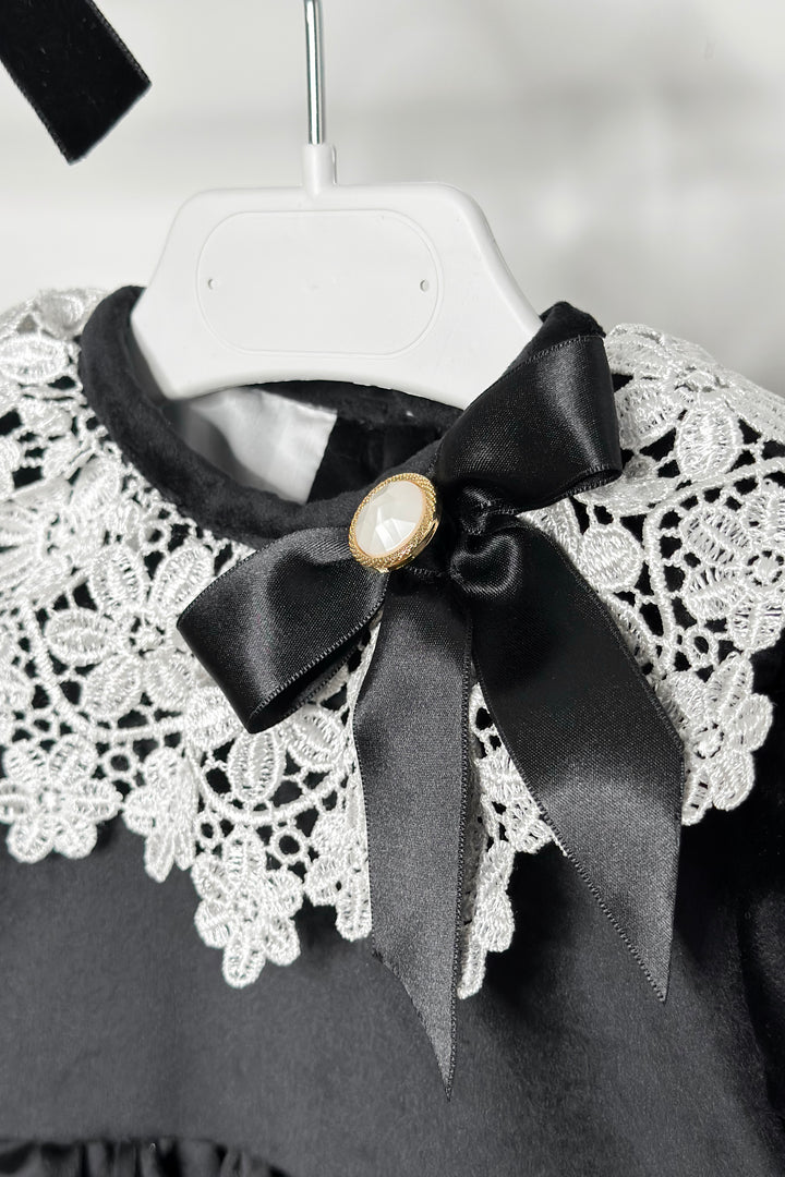 "Sabrina" Black Velvet Lace Dress