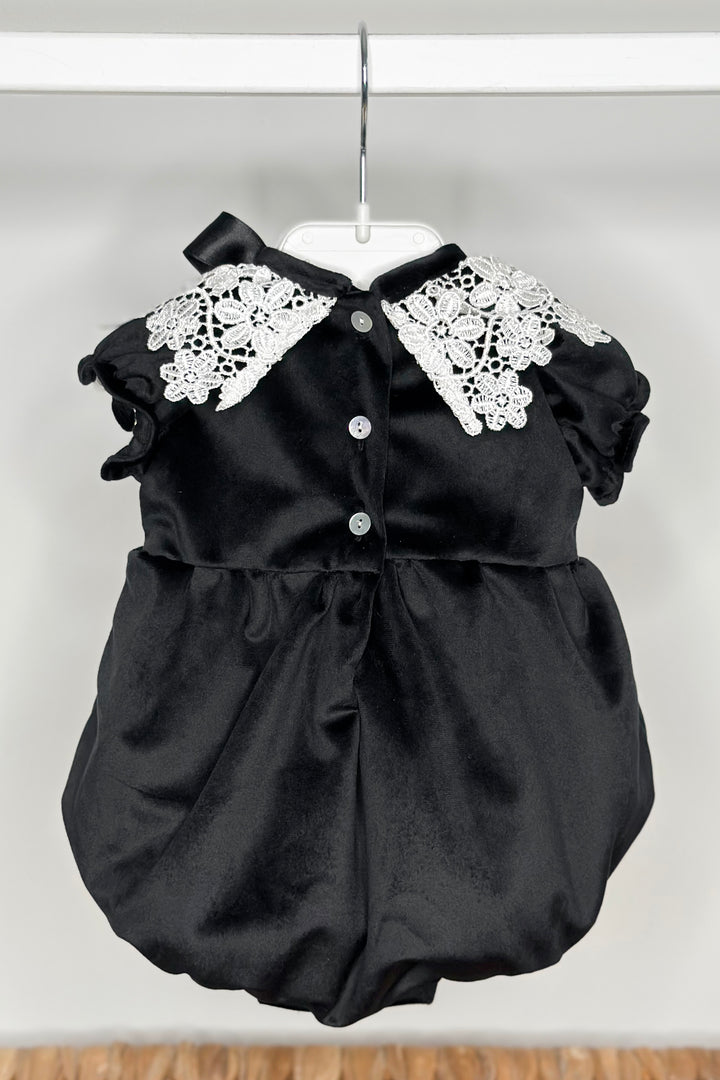 "Angelica" Black Velvet Lace Romper