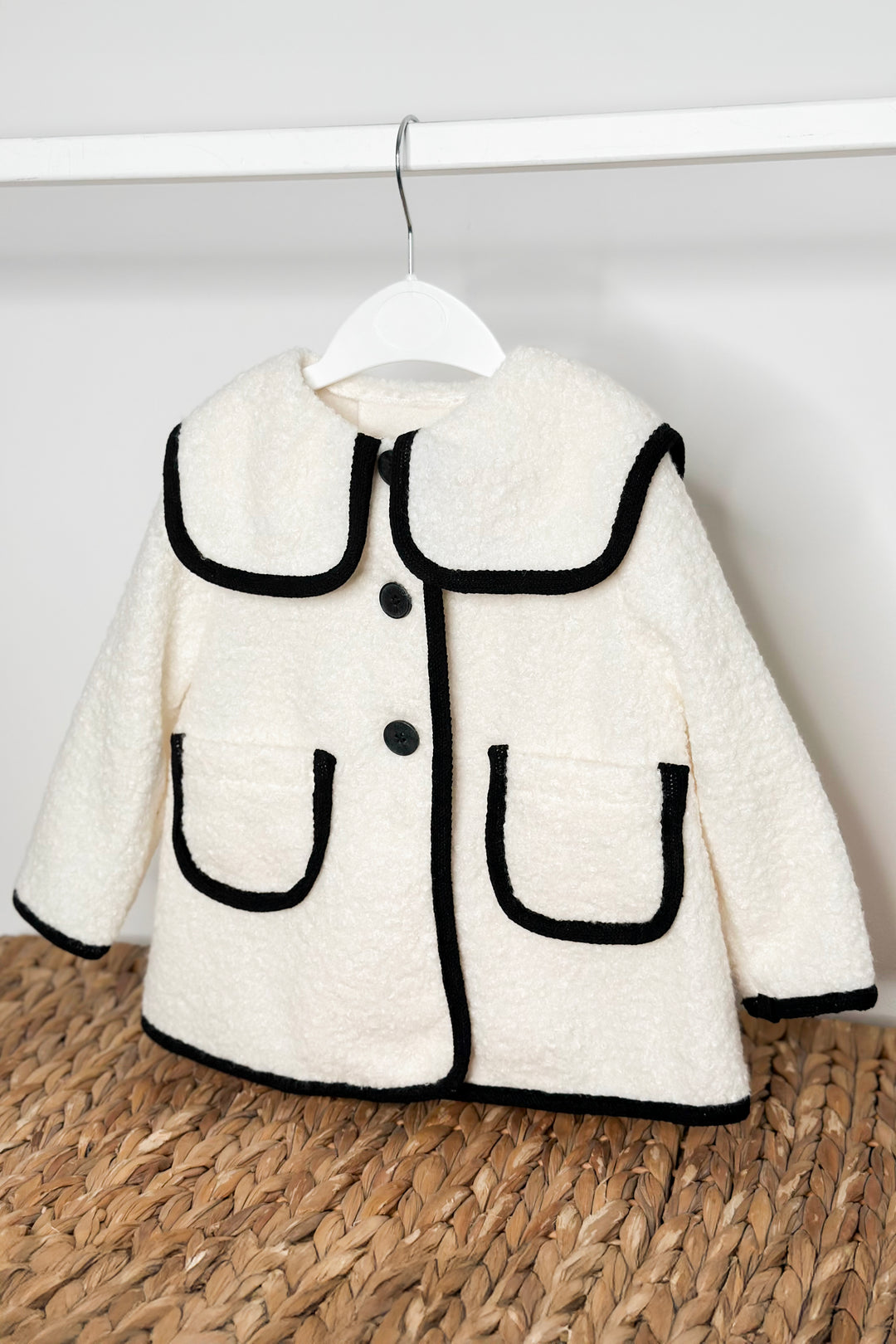 "Remi" Ivory & Black Bouclé Coat