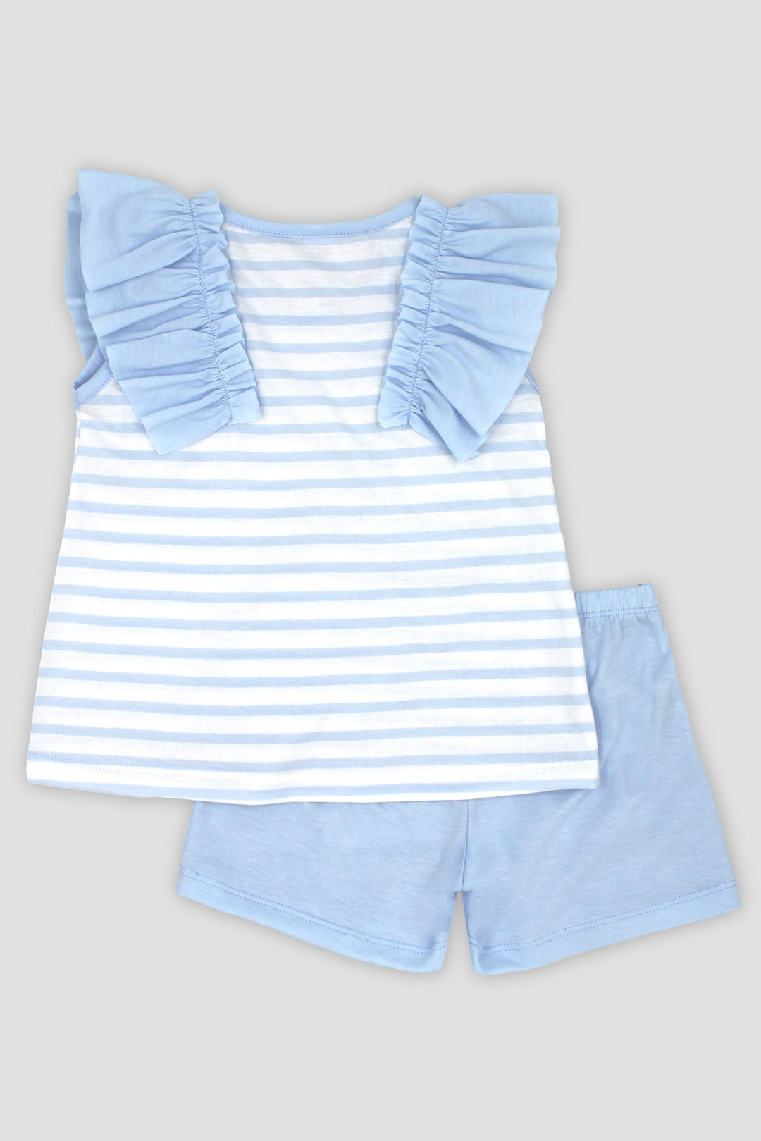 "Isabel" Baby Blue Striped Top & Shorts